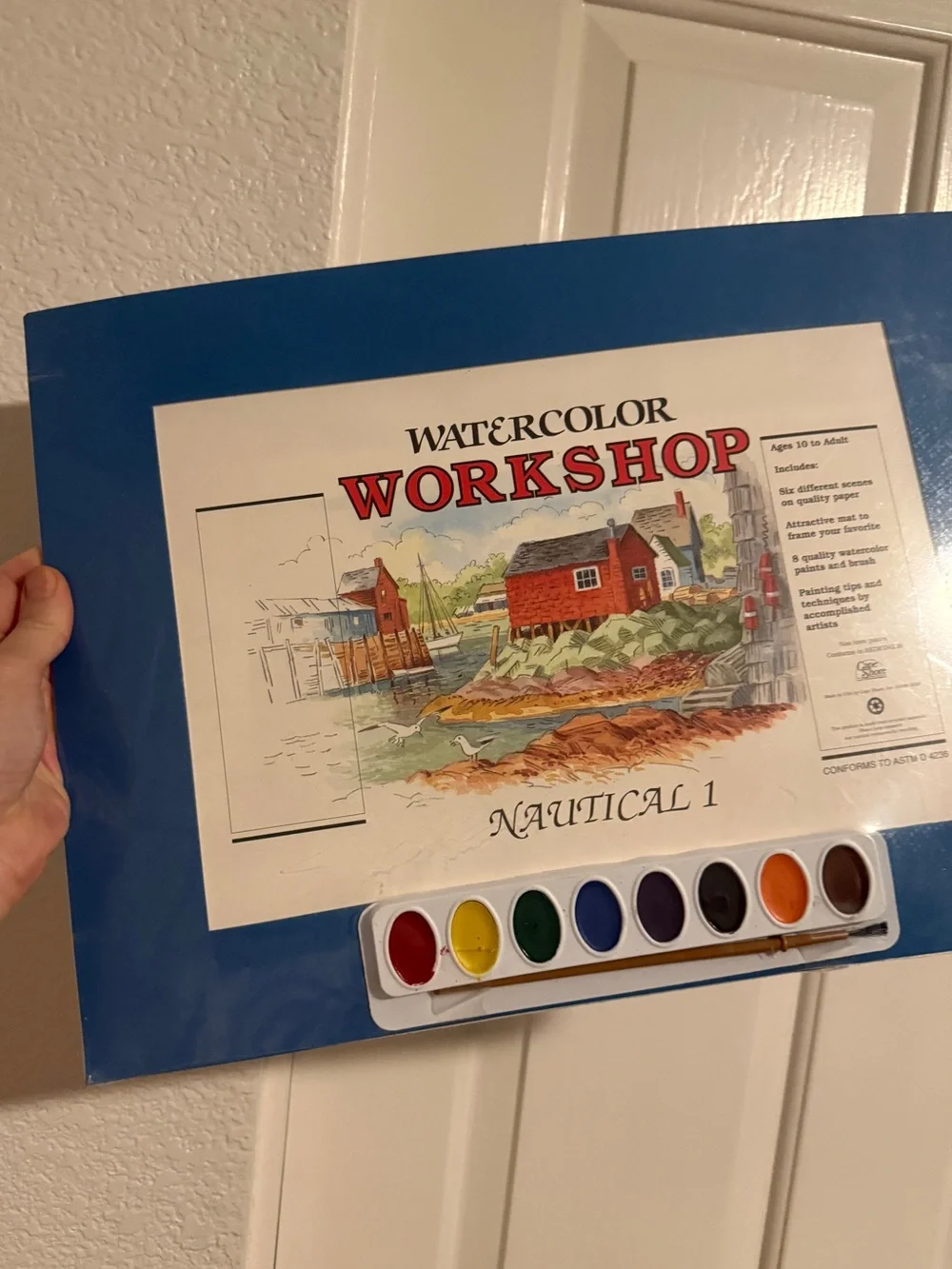 New Watercolor Workshop Nautical 1 Wall Art - Blue art book and supplies paints